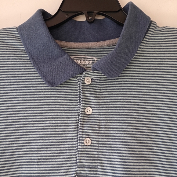 The Foundry Blue Striped Polo Shirt 2XLT Casual Short Sleeve Men's Top - Picture 3 of 7